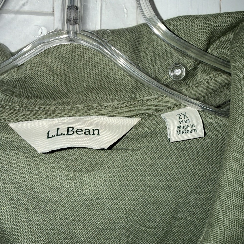 LL Bean BeanFlex Utility Jacket Womens Size 2X Deep Olive Full Zip Snap 517224 - Picture 3 of 11